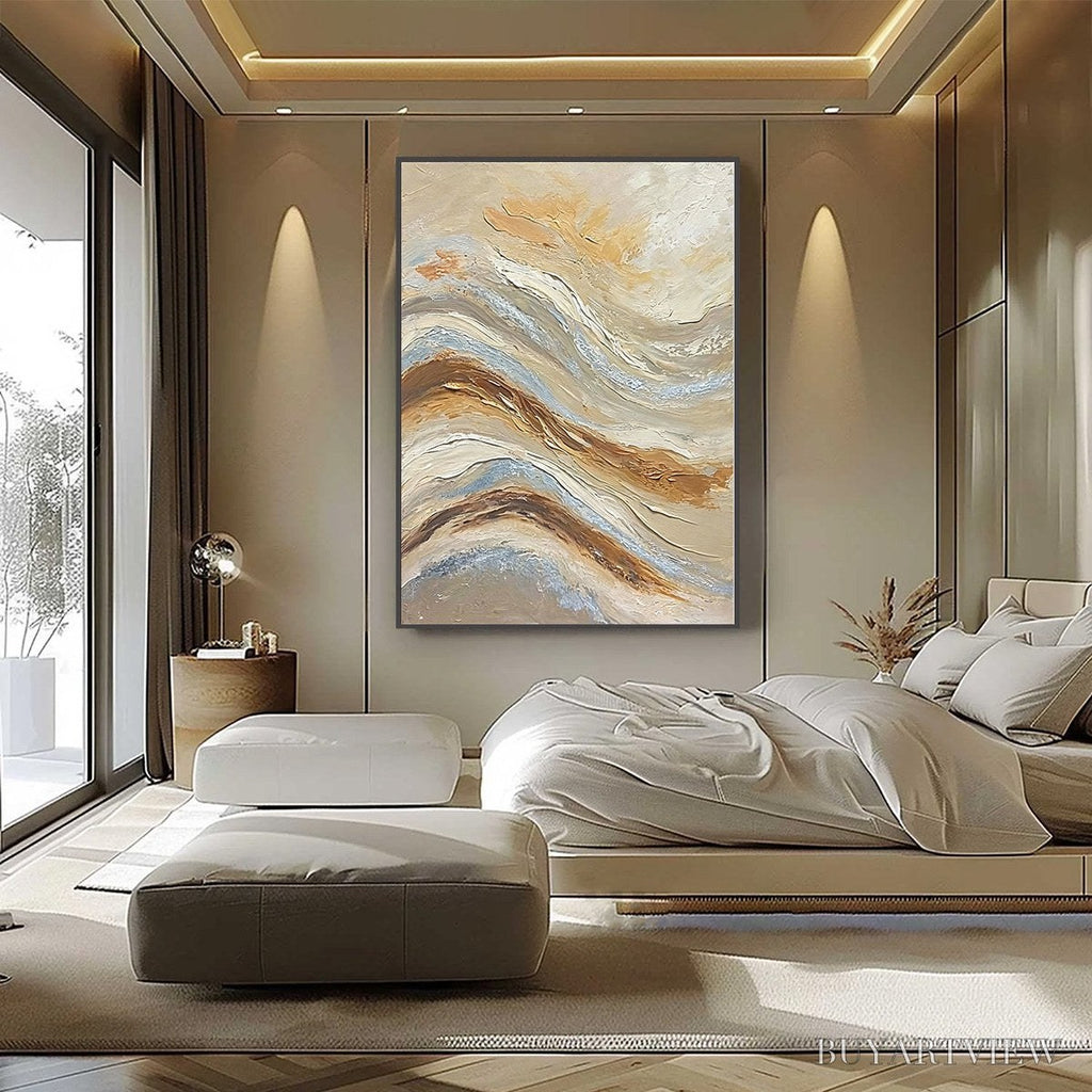 ARTOVITAS Coastal Drift – Wabi Sabi Inspired Textured Abstract Oil Painting - image 6