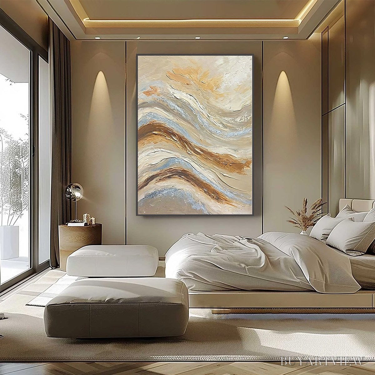 ARTOVITAS Coastal Drift – Wabi Sabi Inspired Textured Abstract Oil Painting - image 6
