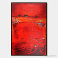 ARTOVITAS Scarlet Horizon – Large Vertical Red Abstract Textured Oil Painting - image 1