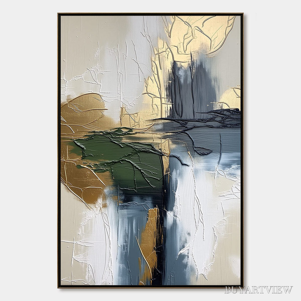 ARTOVITAS Verdant Echo – Textured Wabi Sabi Abstract Landscape Painting - image 1
