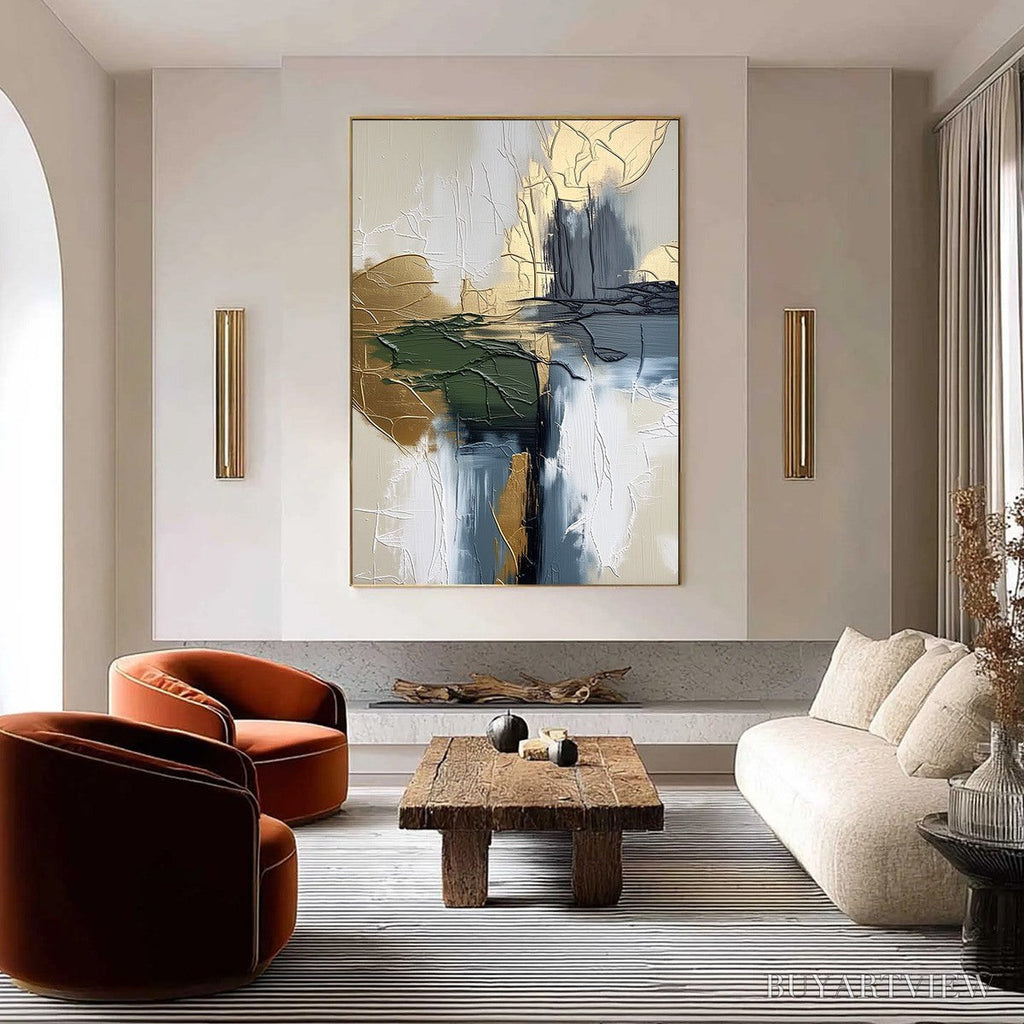 ARTOVITAS Verdant Echo – Textured Wabi Sabi Abstract Landscape Painting - image 2