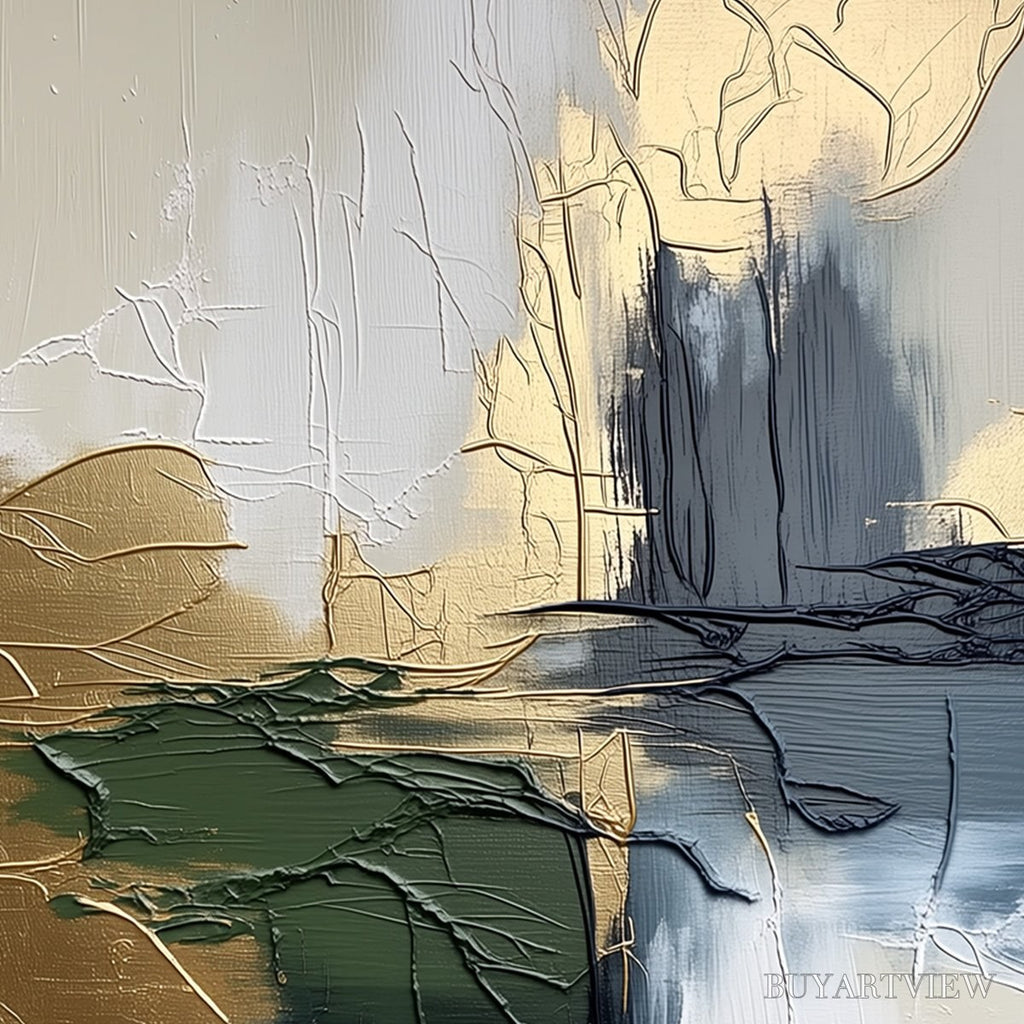 ARTOVITAS Verdant Echo – Textured Wabi Sabi Abstract Landscape Painting - image 3