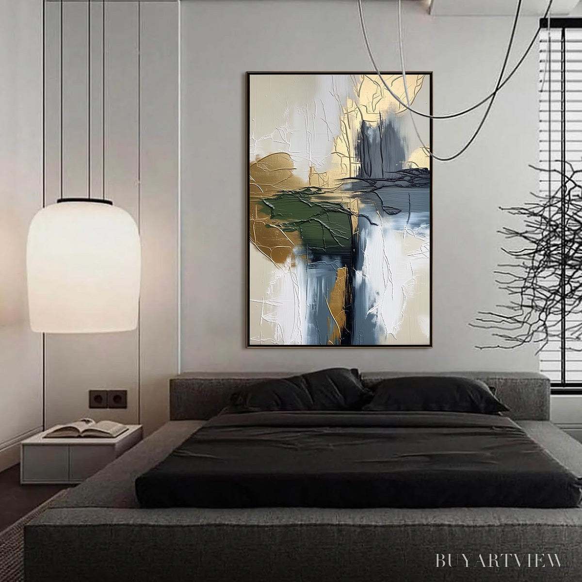 ARTOVITAS Verdant Echo – Textured Wabi Sabi Abstract Landscape Painting - image 4