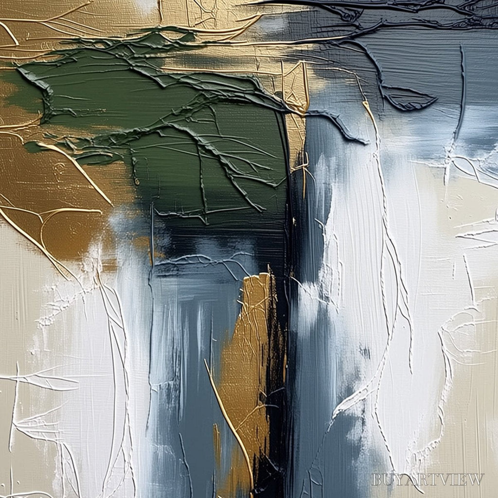 ARTOVITAS Verdant Echo – Textured Wabi Sabi Abstract Landscape Painting - image 5