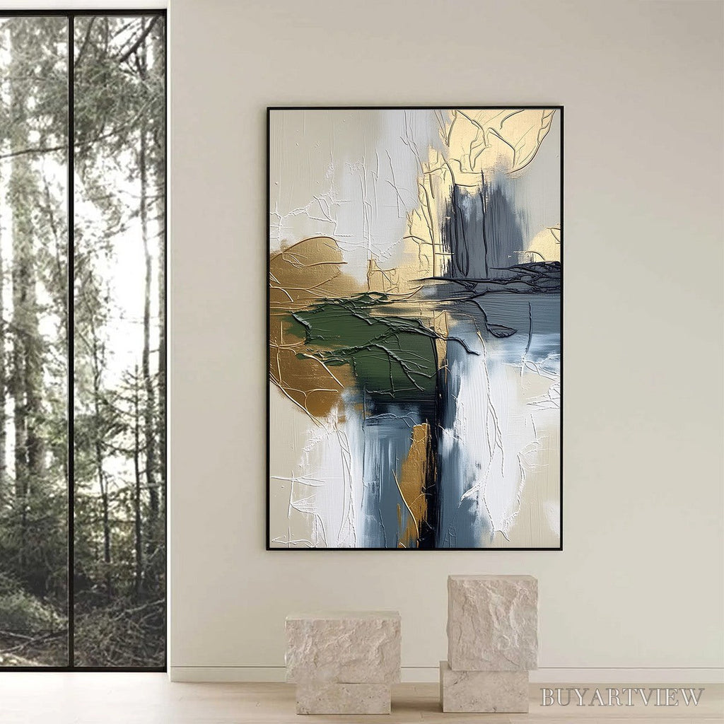 ARTOVITAS Verdant Echo – Textured Wabi Sabi Abstract Landscape Painting - image 6