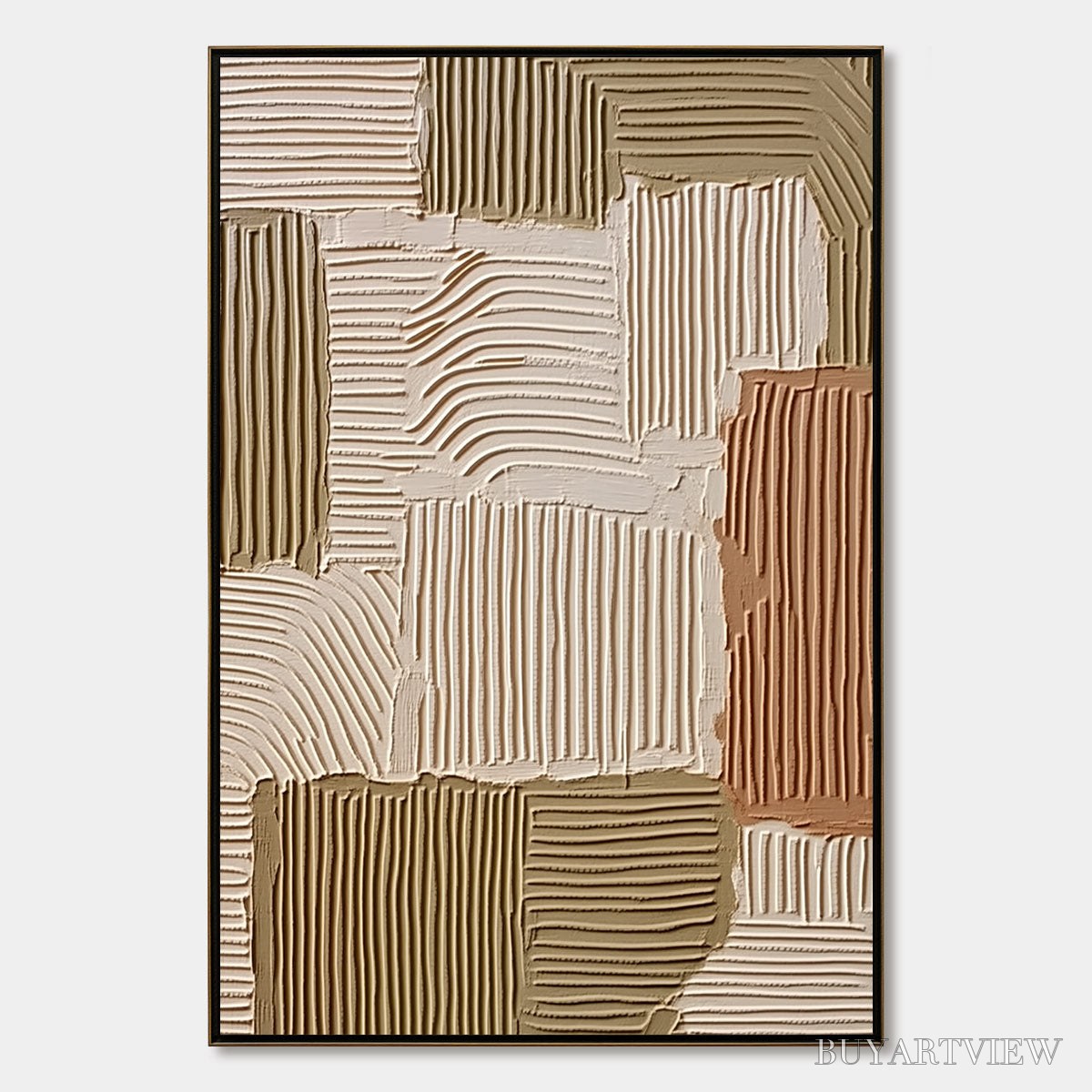 ARTOVITAS Terra Rhythms – Textured Wabi Sabi Abstract Painting in Earth Tones - image 1