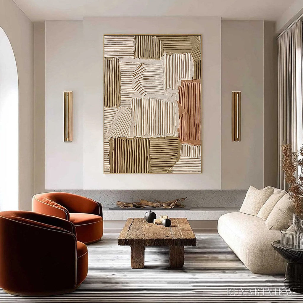 ARTOVITAS Terra Rhythms – Textured Wabi Sabi Abstract Painting in Earth Tones - image 2