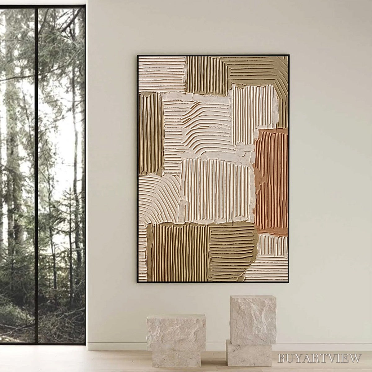ARTOVITAS Terra Rhythms – Textured Wabi Sabi Abstract Painting in Earth Tones - image 6