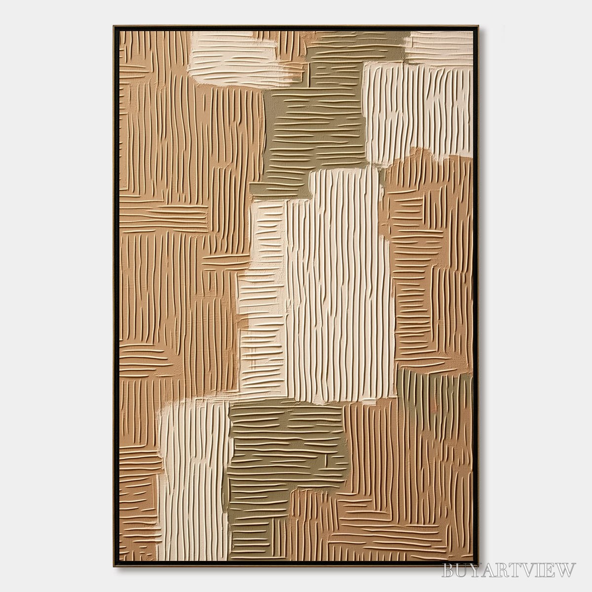 ARTOVITAS Earthen Weave – Textured Wabi Sabi Abstract Painting in Neutral Tones - image 1