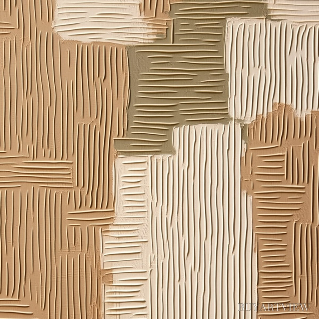 ARTOVITAS Earthen Weave – Textured Wabi Sabi Abstract Painting in Neutral Tones - image 3