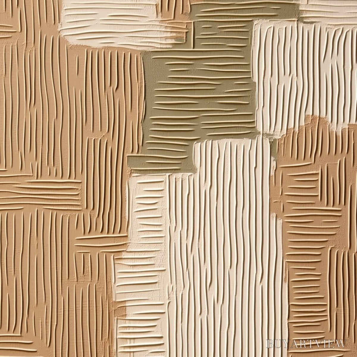ARTOVITAS Earthen Weave – Textured Wabi Sabi Abstract Painting in Neutral Tones - image 3