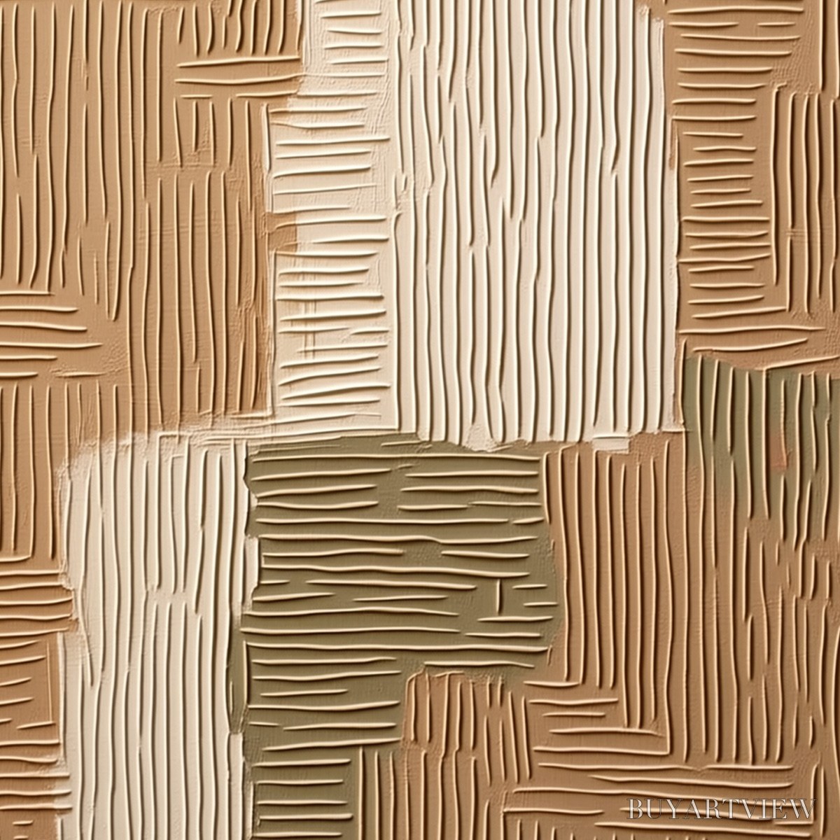 ARTOVITAS Earthen Weave – Textured Wabi Sabi Abstract Painting in Neutral Tones - image 5