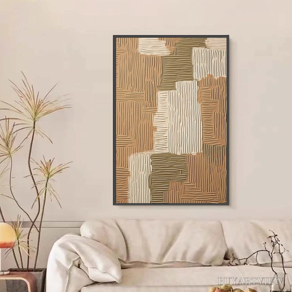 ARTOVITAS Earthen Weave – Textured Wabi Sabi Abstract Painting in Neutral Tones - image 6