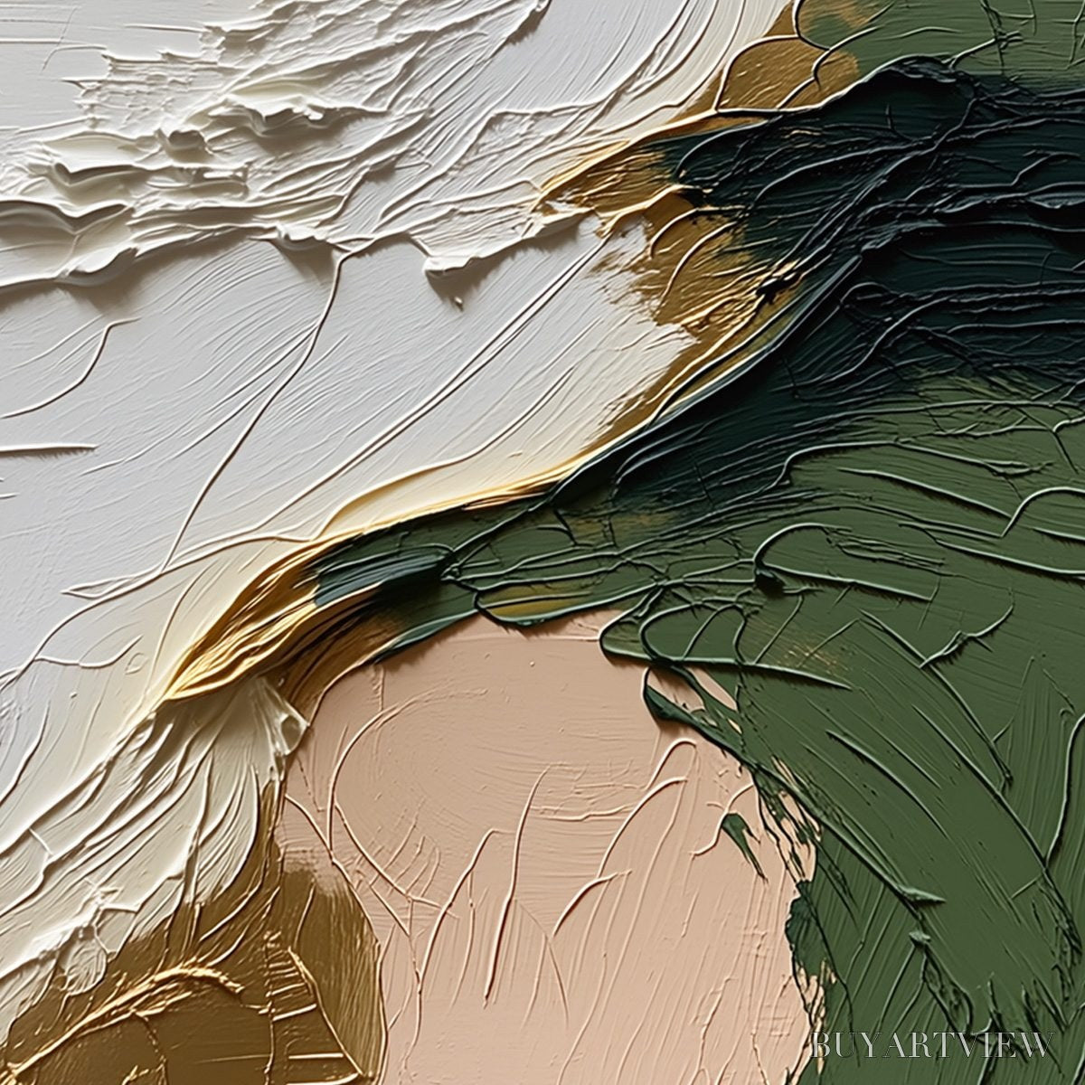 ARTOVITAS Terra Aurea – Textured Abstract Impasto Painting in Green and Gold - image 5