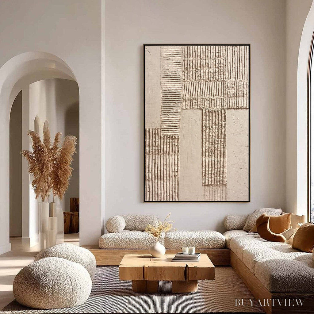 ARTOVITAS Terra Alba – Textured Wabi Sabi Minimalist Abstract Painting - image 4