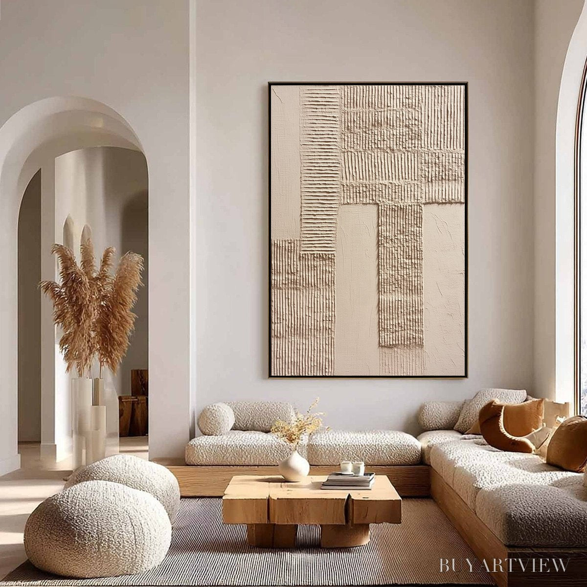 ARTOVITAS Terra Alba – Textured Wabi Sabi Minimalist Abstract Painting - image 4