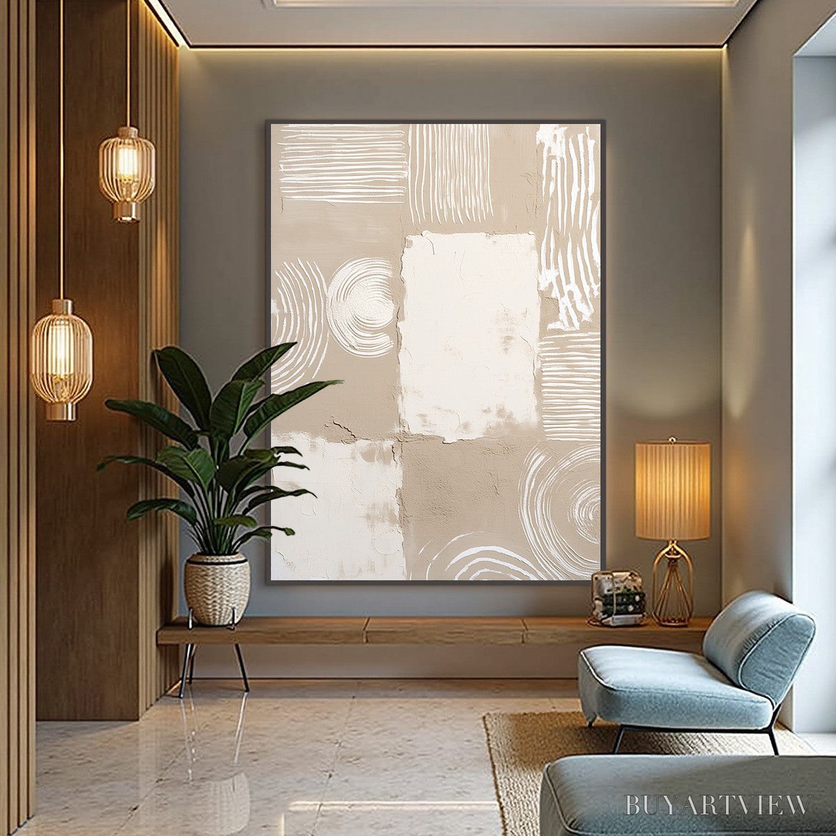 ARTOVITAS Terra Forma – Textured Minimalist Abstract Painting in Neutral Tones - image 4