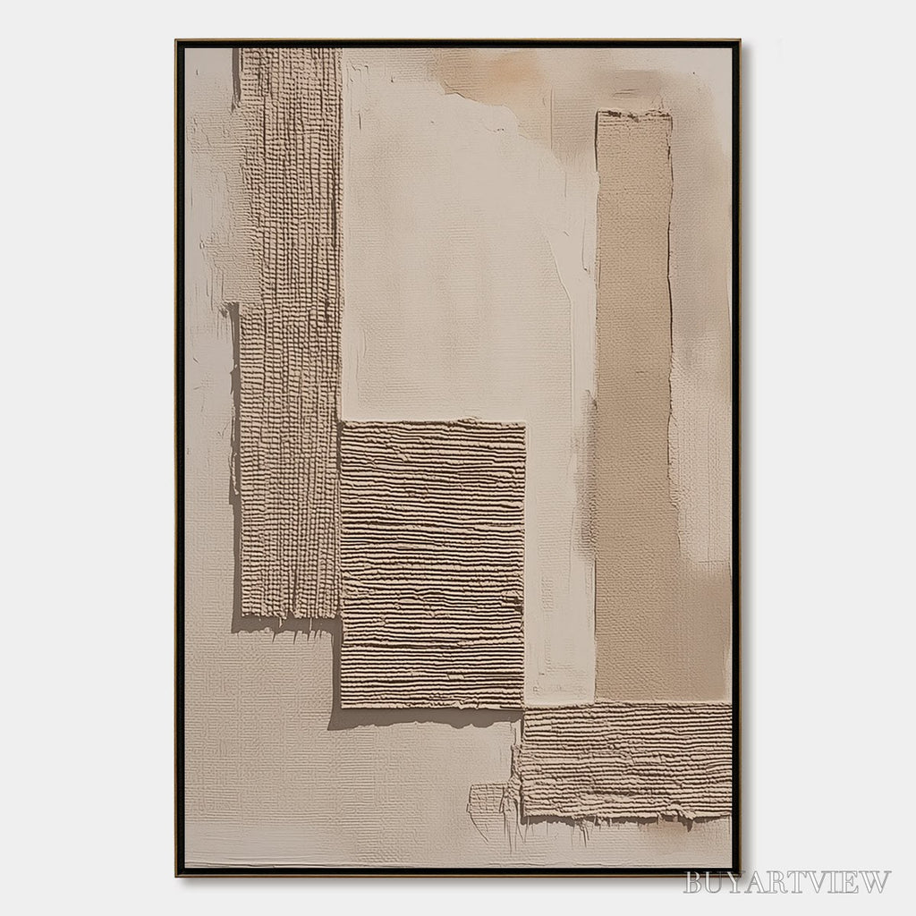 ARTOVITAS Terra Forma – Minimalist Textured Beige and White Abstract Painting - image 1