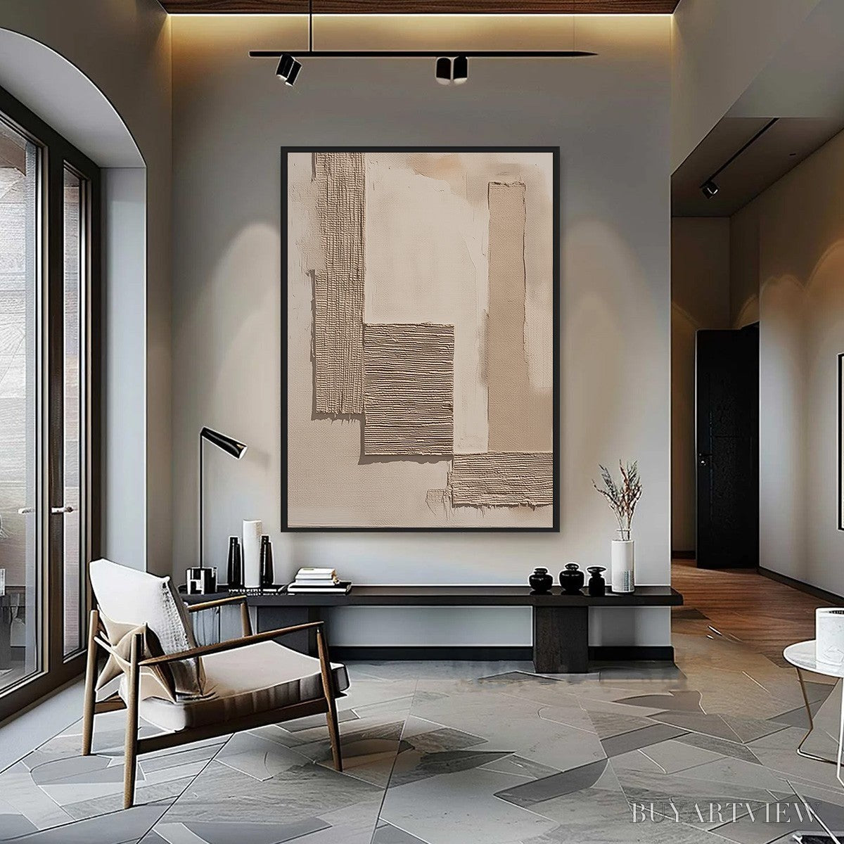 ARTOVITAS Terra Forma – Minimalist Textured Beige and White Abstract Painting - image 2