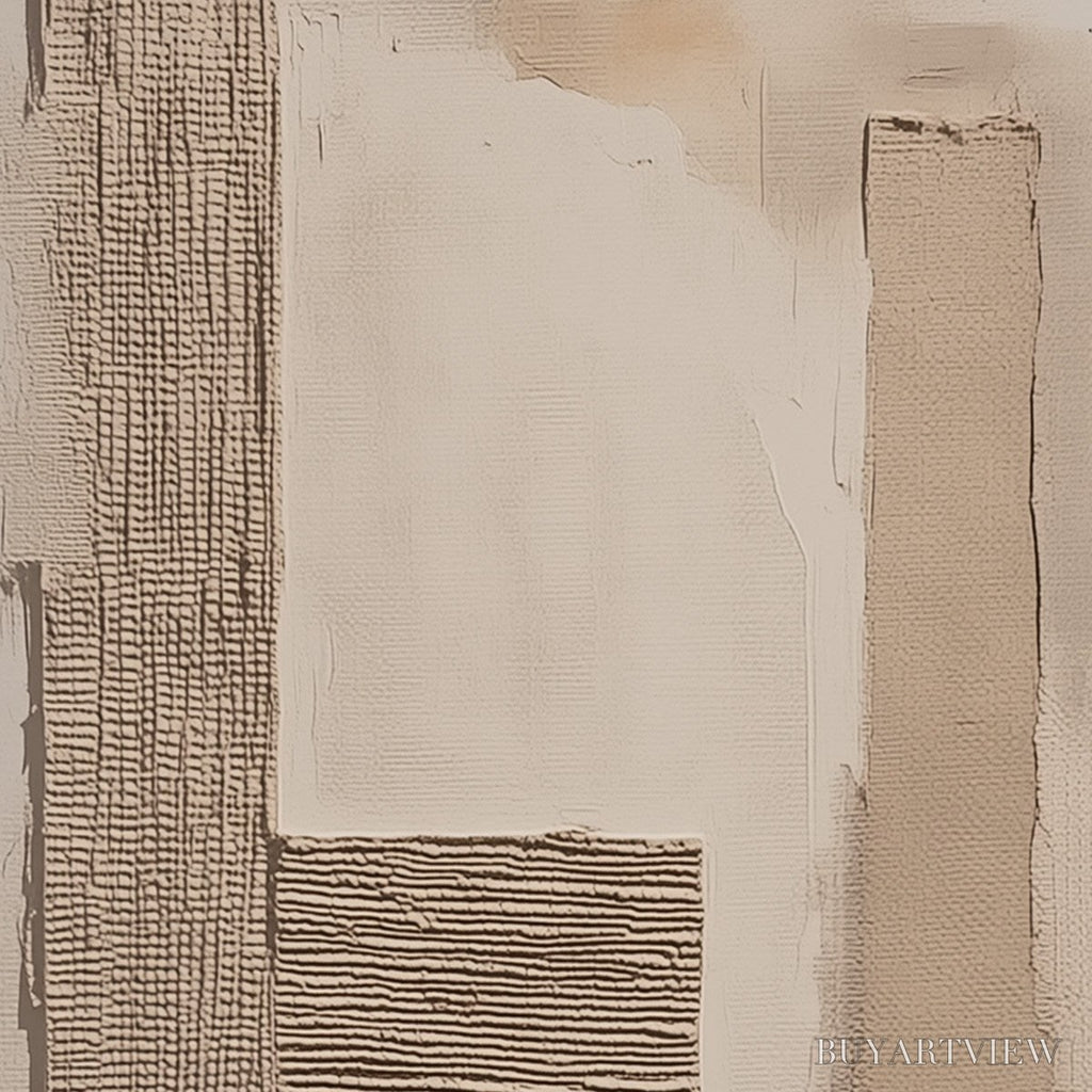 ARTOVITAS Terra Forma – Minimalist Textured Beige and White Abstract Painting - image 3