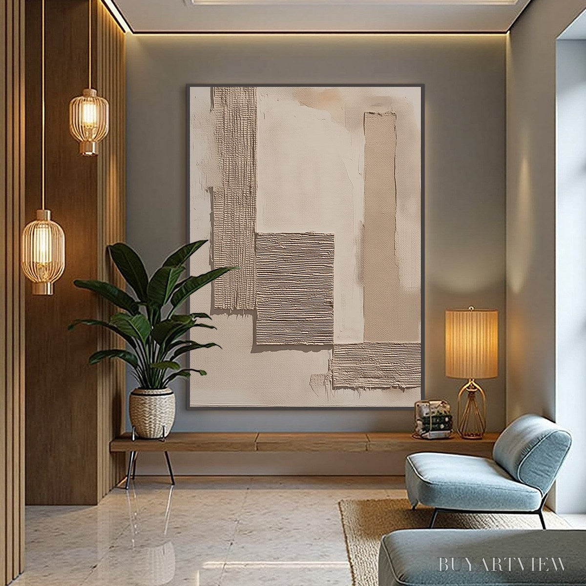 ARTOVITAS Terra Forma – Minimalist Textured Beige and White Abstract Painting - image 4