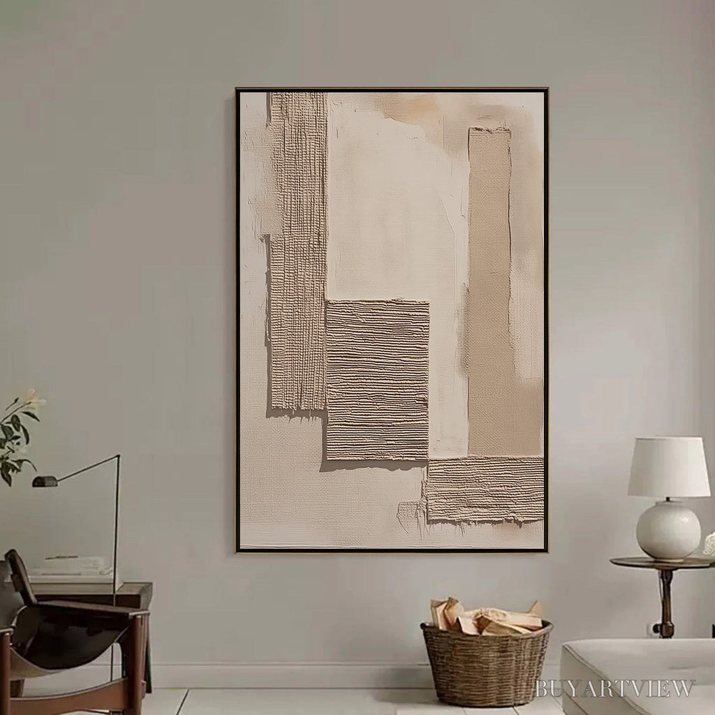 ARTOVITAS Terra Forma – Minimalist Textured Beige and White Abstract Painting - image 6