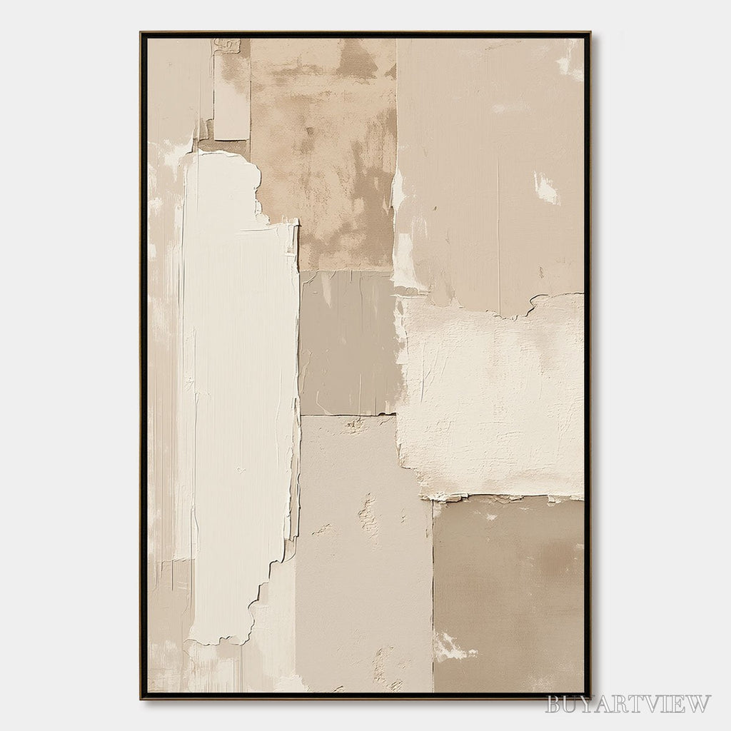ARTOVITAS Urban Fossil – Large Vertical Textured Minimalist Abstract Painting - image 1