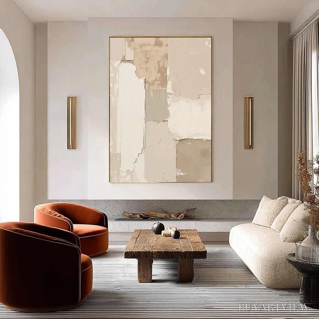 ARTOVITAS Urban Fossil – Large Vertical Textured Minimalist Abstract Painting - image 2