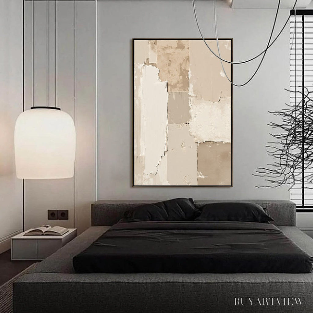 ARTOVITAS Urban Fossil – Large Vertical Textured Minimalist Abstract Painting - image 4