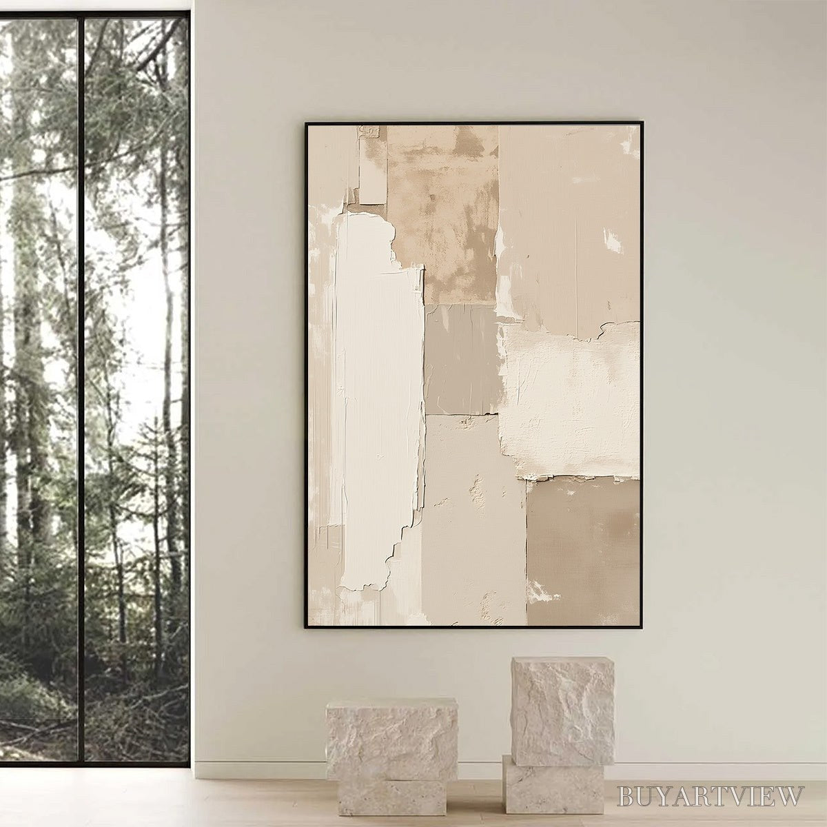 ARTOVITAS Urban Fossil – Large Vertical Textured Minimalist Abstract Painting - image 6