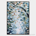 ARTOVITAS Serene Cascade – Textured Abstract Impasto Painting of Falling Leaves - image 1