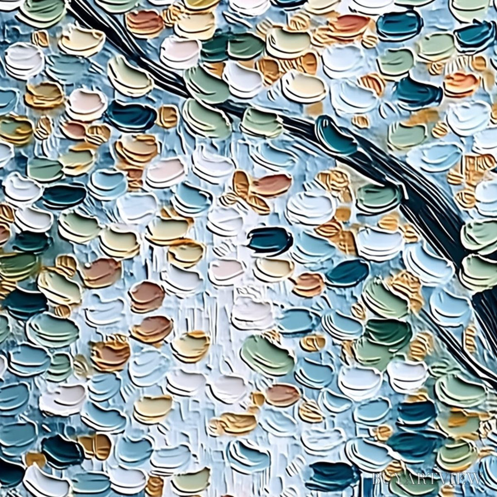 ARTOVITAS Serene Cascade – Textured Abstract Impasto Painting of Falling Leaves - image 3