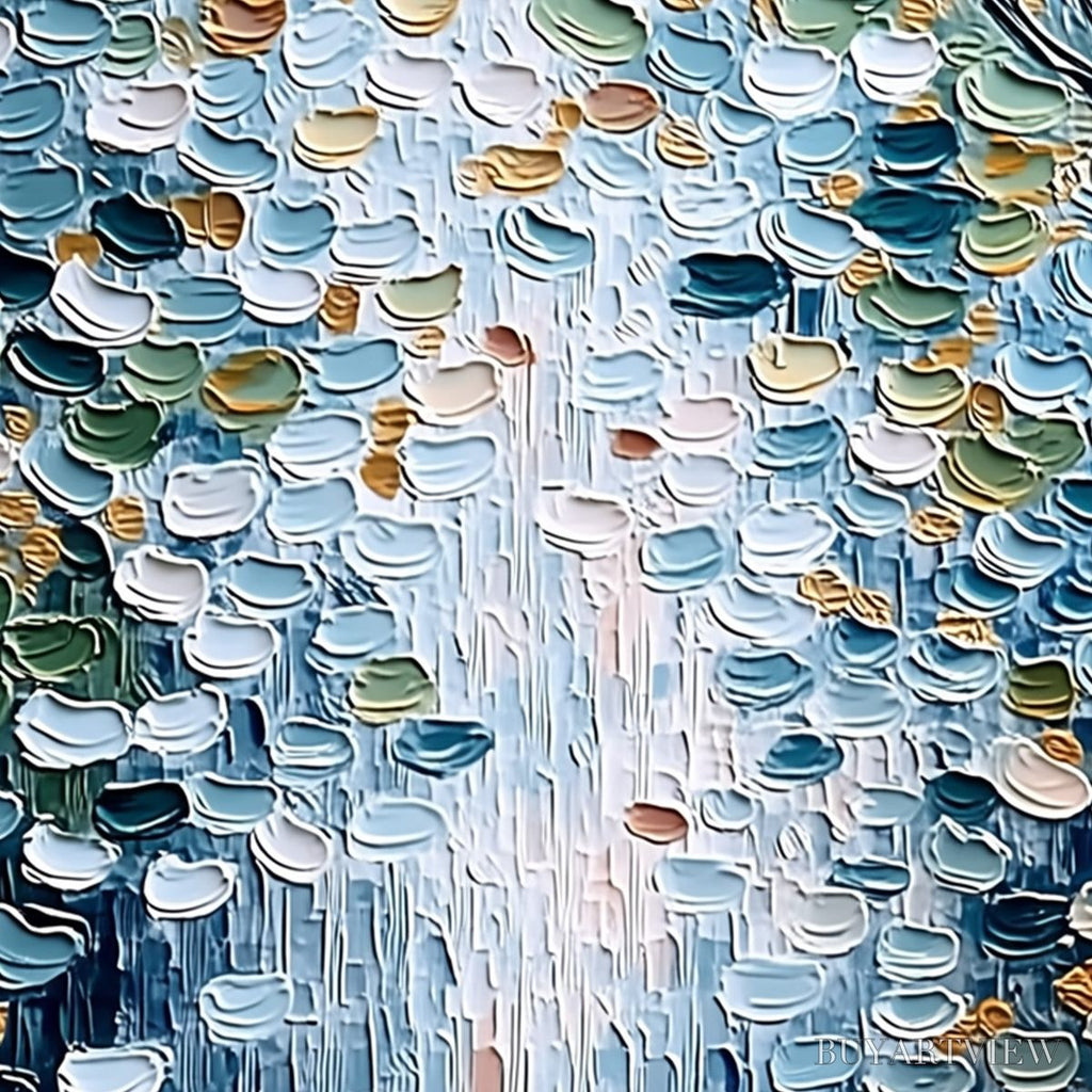 ARTOVITAS Serene Cascade – Textured Abstract Impasto Painting of Falling Leaves - image 5