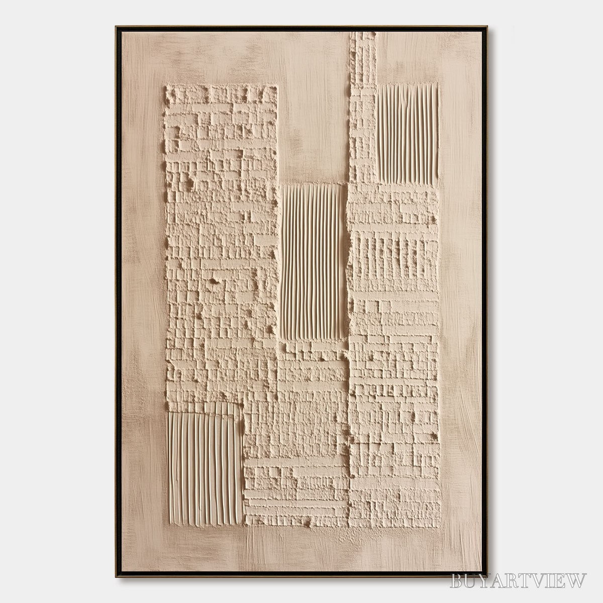 ARTOVITAS Urban Relic – Textured Minimalist Abstract Painting in Neutral Beige Tones - image 1