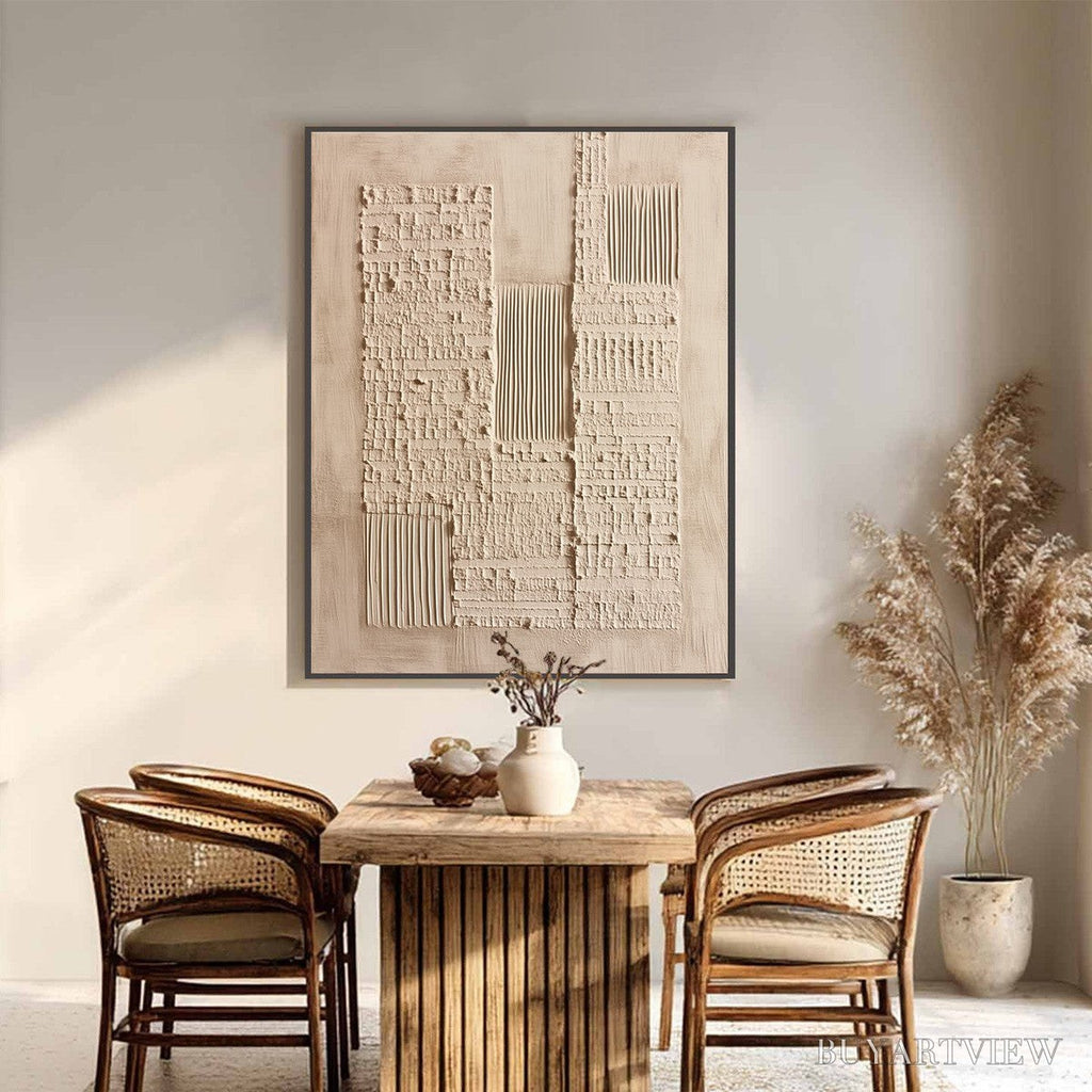 ARTOVITAS Urban Relic – Textured Minimalist Abstract Painting in Neutral Beige Tones - image 2
