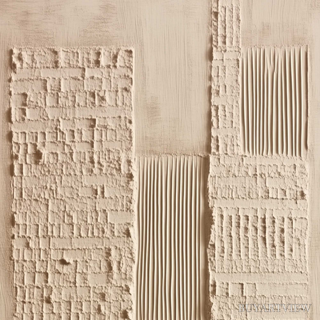 ARTOVITAS Urban Relic – Textured Minimalist Abstract Painting in Neutral Beige Tones - image 3