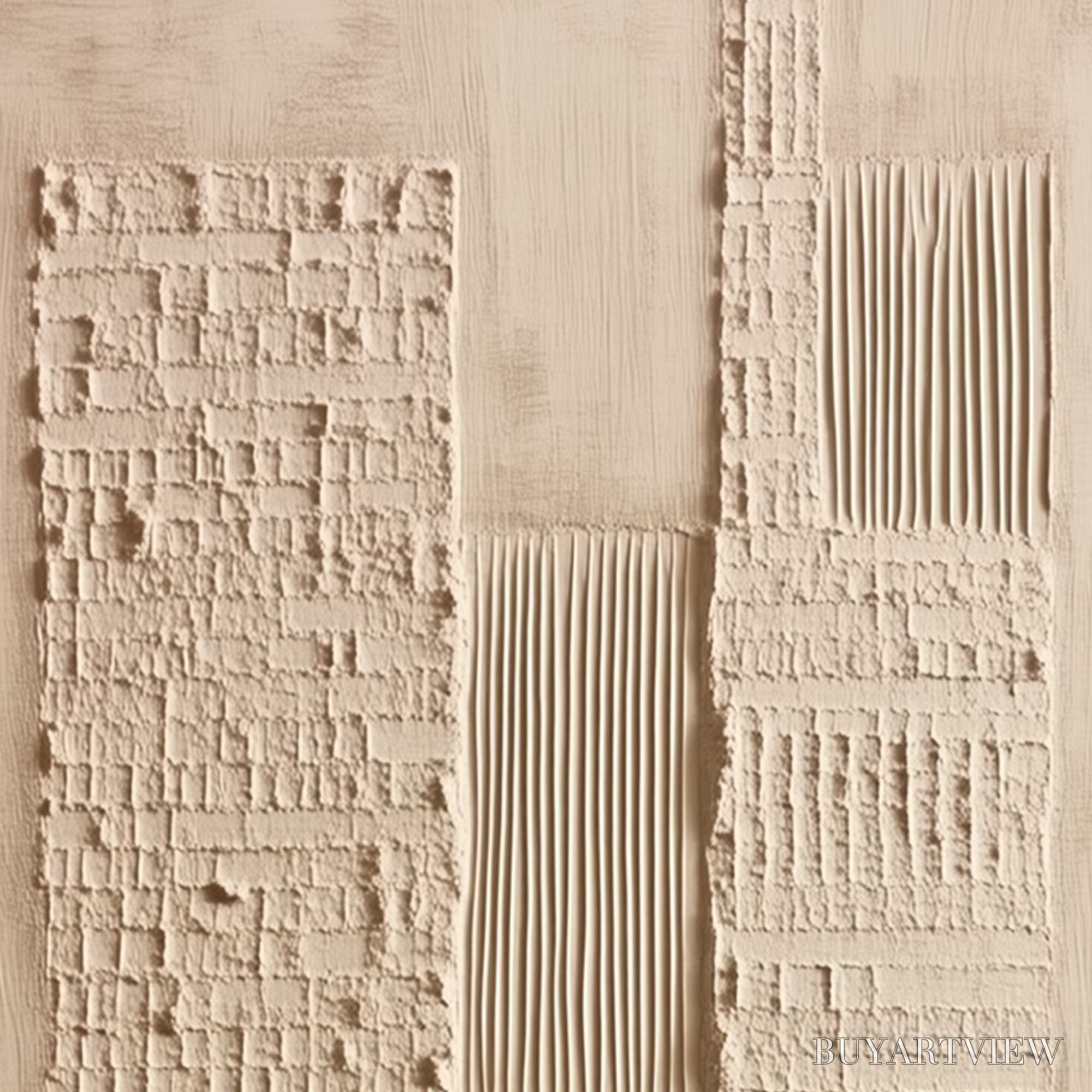 ARTOVITAS Urban Relic – Textured Minimalist Abstract Painting in Neutral Beige Tones - image 3