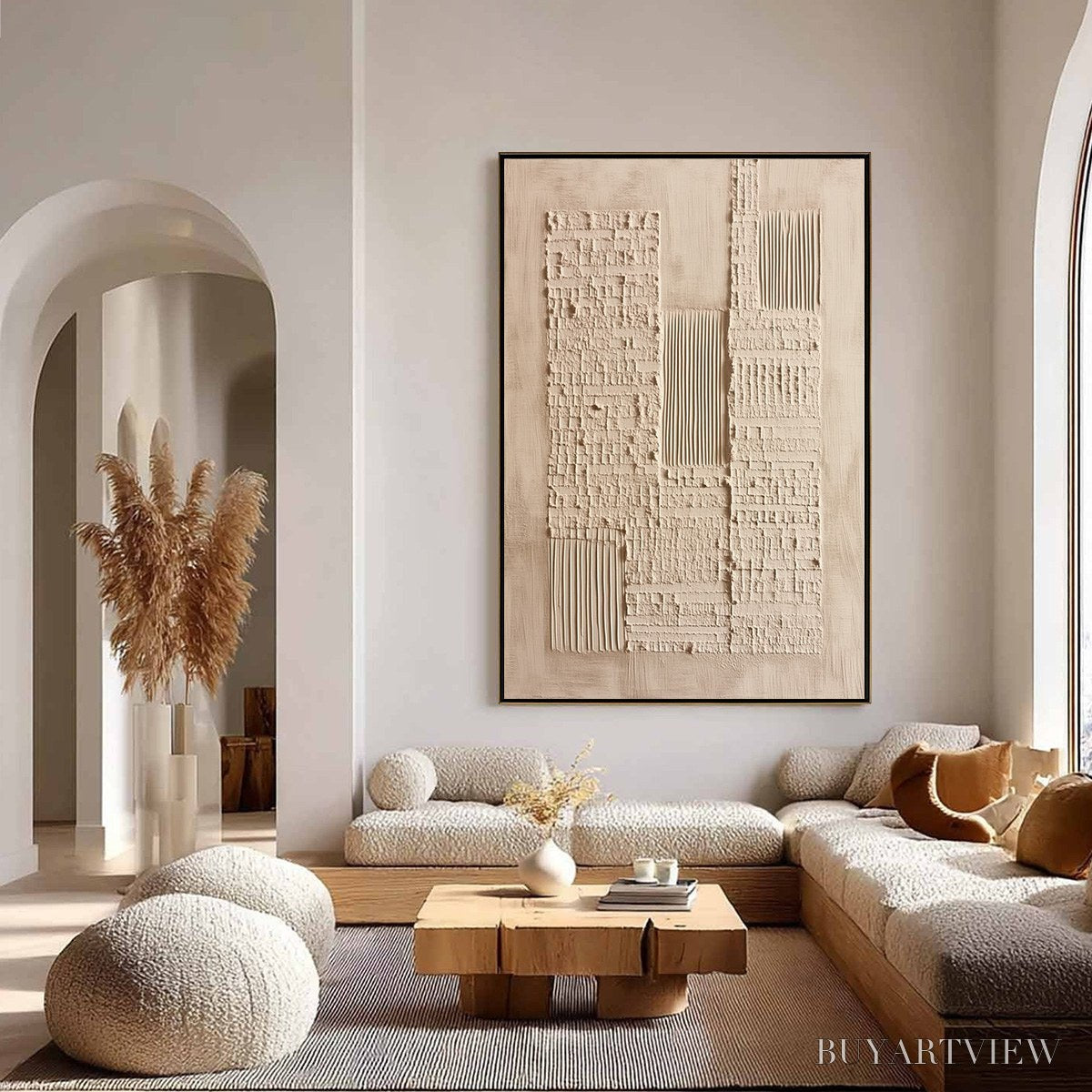 ARTOVITAS Urban Relic – Textured Minimalist Abstract Painting in Neutral Beige Tones - image 4