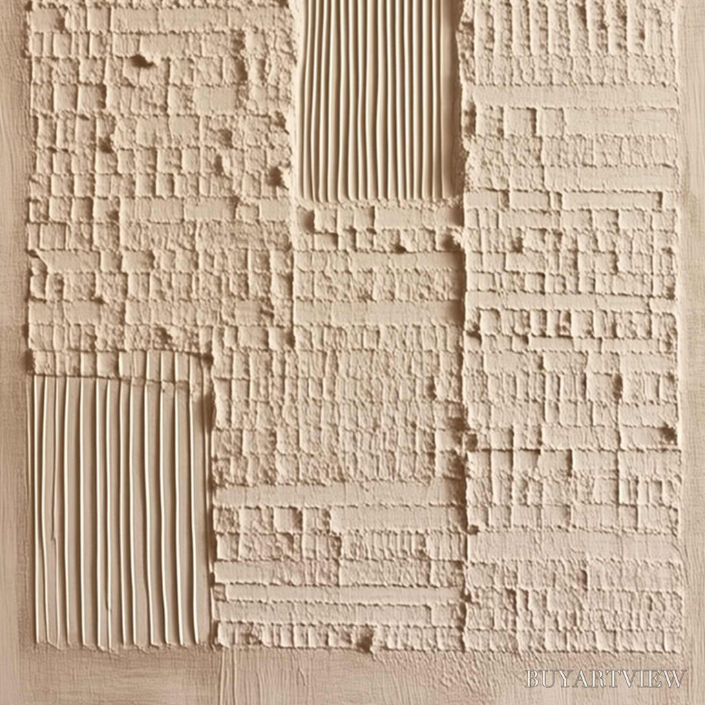 ARTOVITAS Urban Relic – Textured Minimalist Abstract Painting in Neutral Beige Tones - image 5