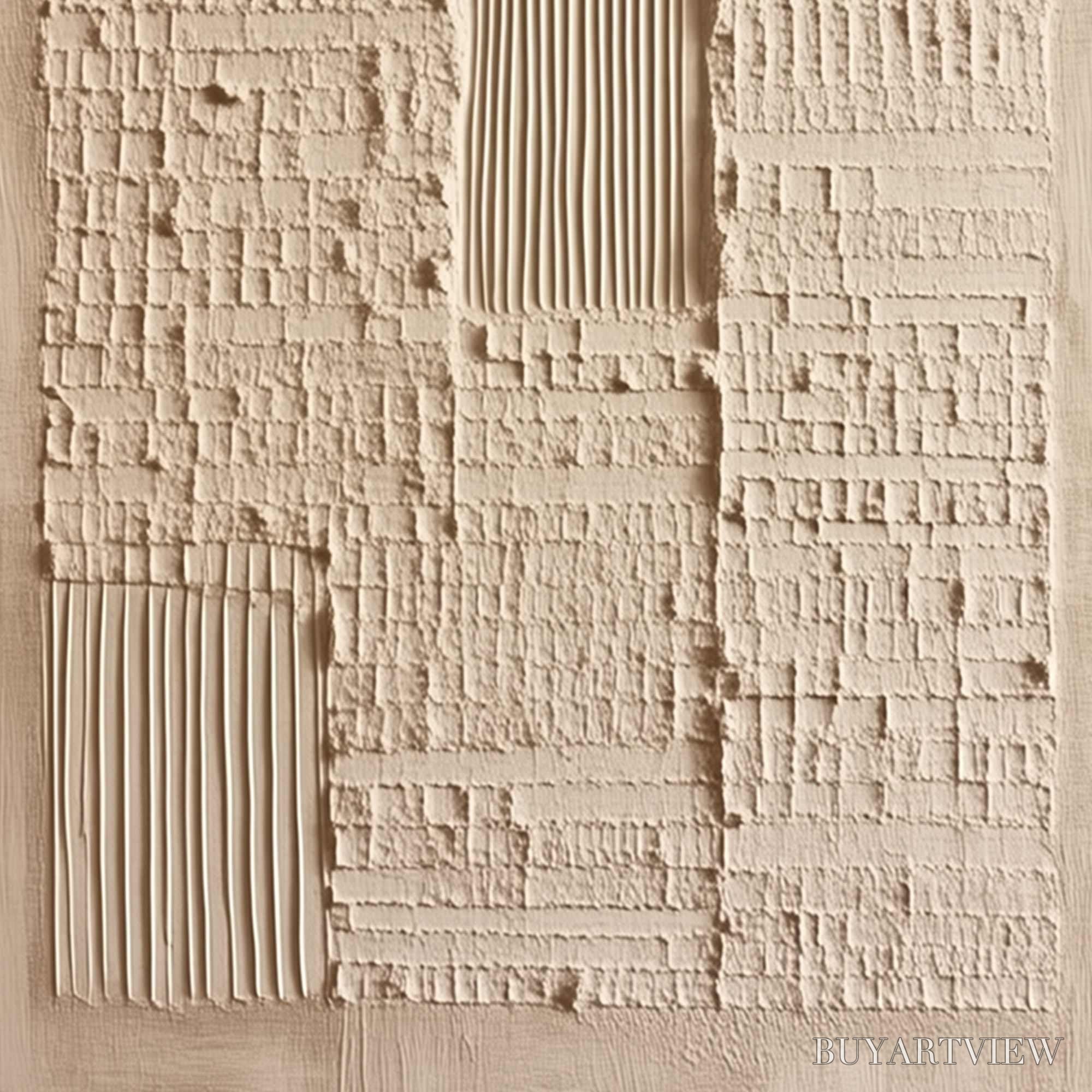 ARTOVITAS Urban Relic – Textured Minimalist Abstract Painting in Neutral Beige Tones - image 5