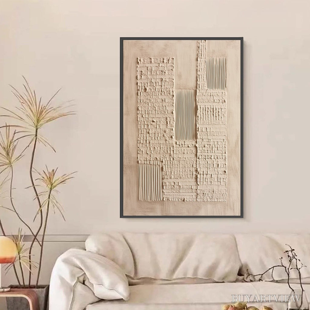ARTOVITAS Urban Relic – Textured Minimalist Abstract Painting in Neutral Beige Tones - image 6