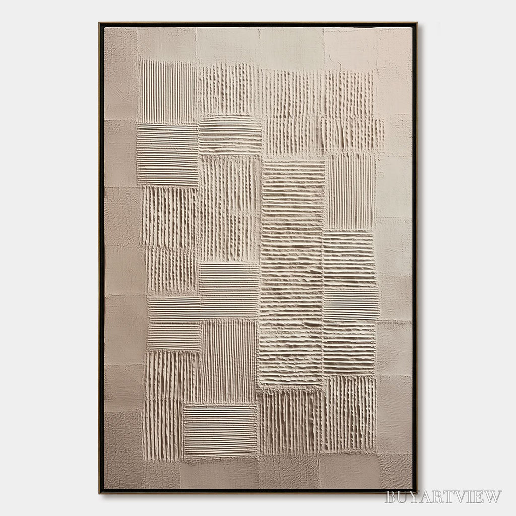 ARTOVITAS Urban Grid – Textured Beige Minimalist Abstract Wabi Sabi - image 1