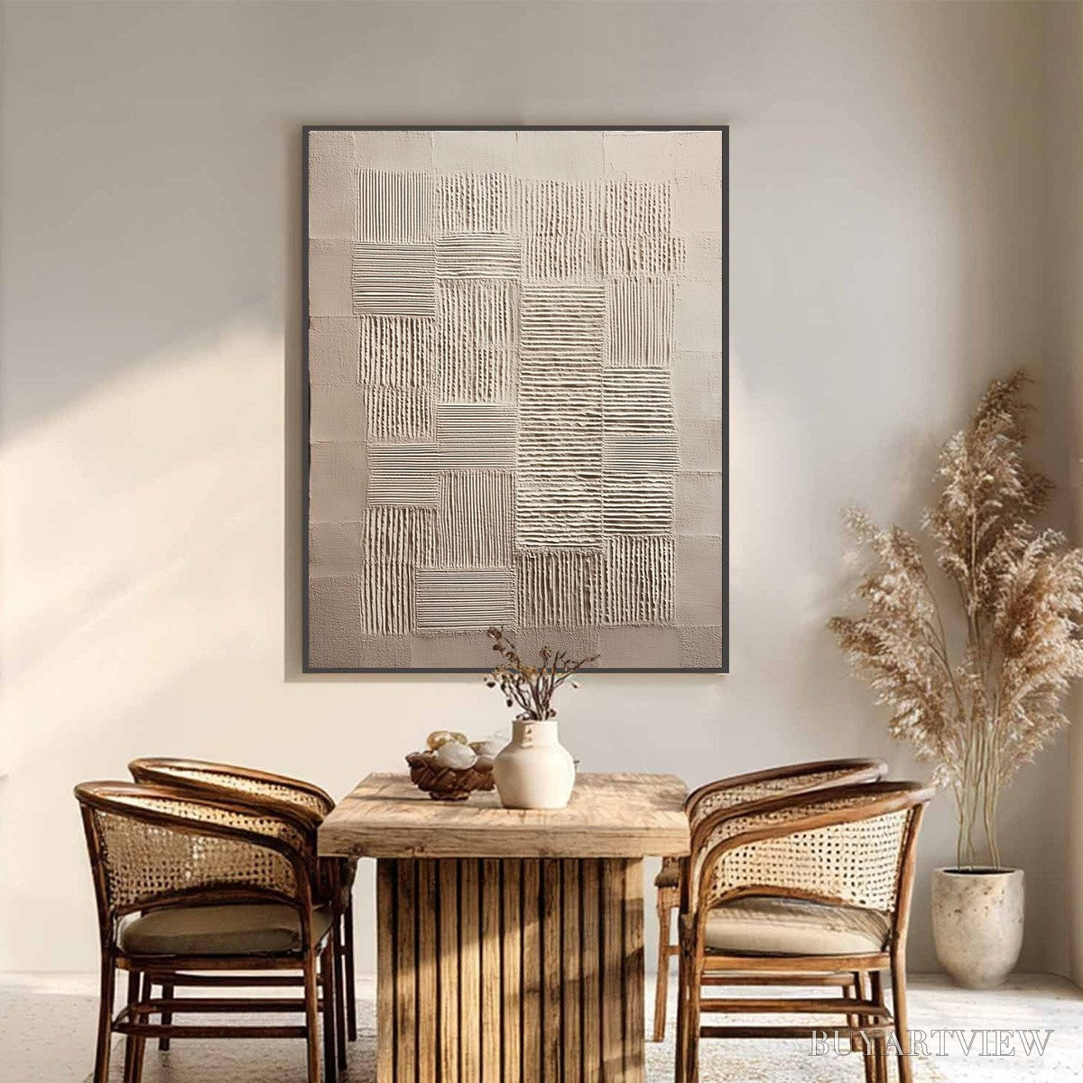 ARTOVITAS Urban Grid – Textured Beige Minimalist Abstract Wabi Sabi - image 2