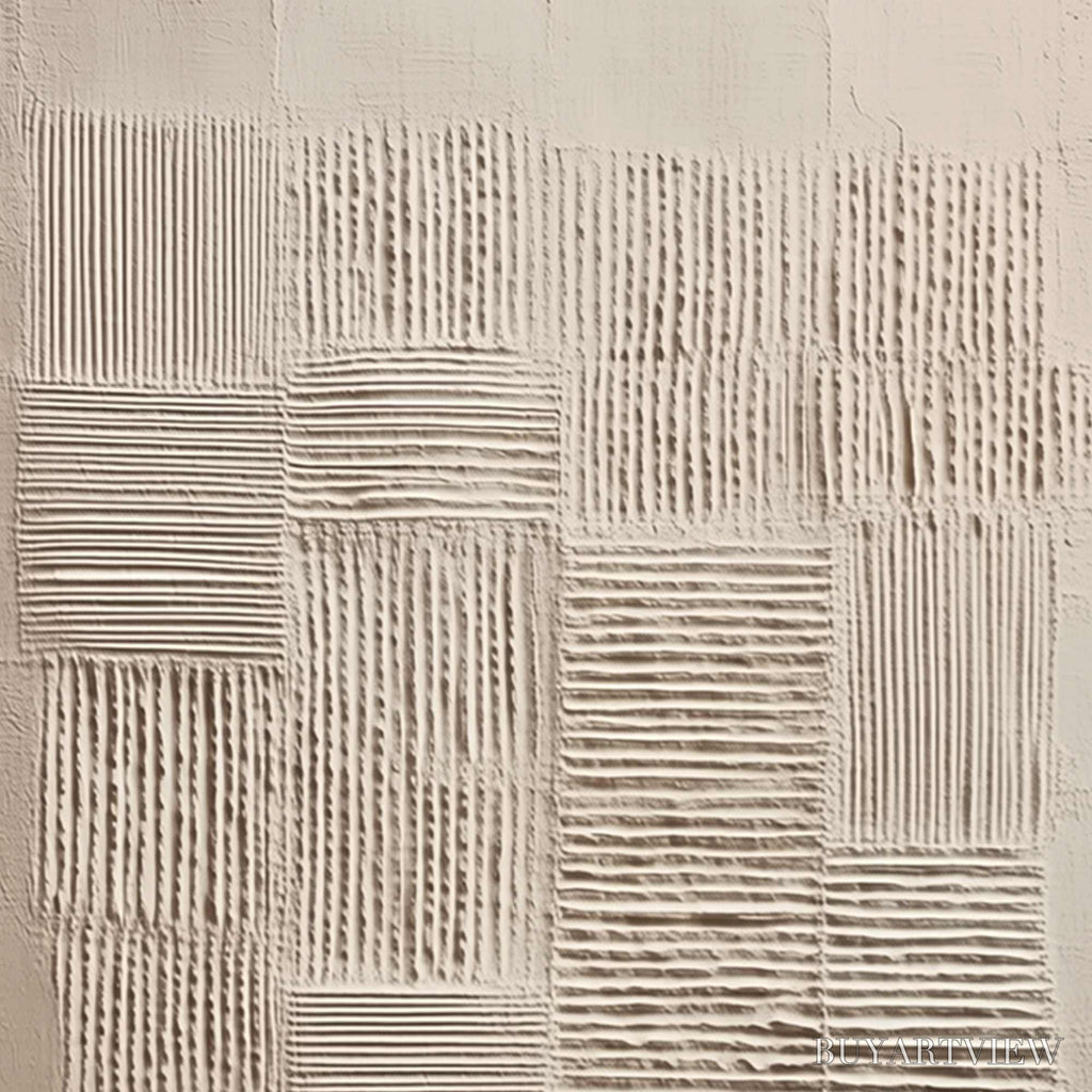 ARTOVITAS Urban Grid – Textured Beige Minimalist Abstract Wabi Sabi - image 3