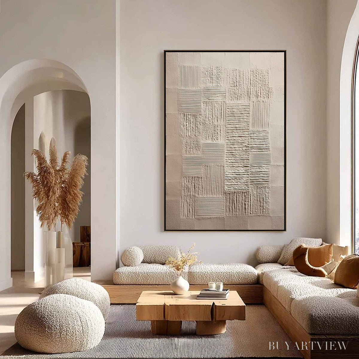 ARTOVITAS Urban Grid – Textured Beige Minimalist Abstract Wabi Sabi - image 4