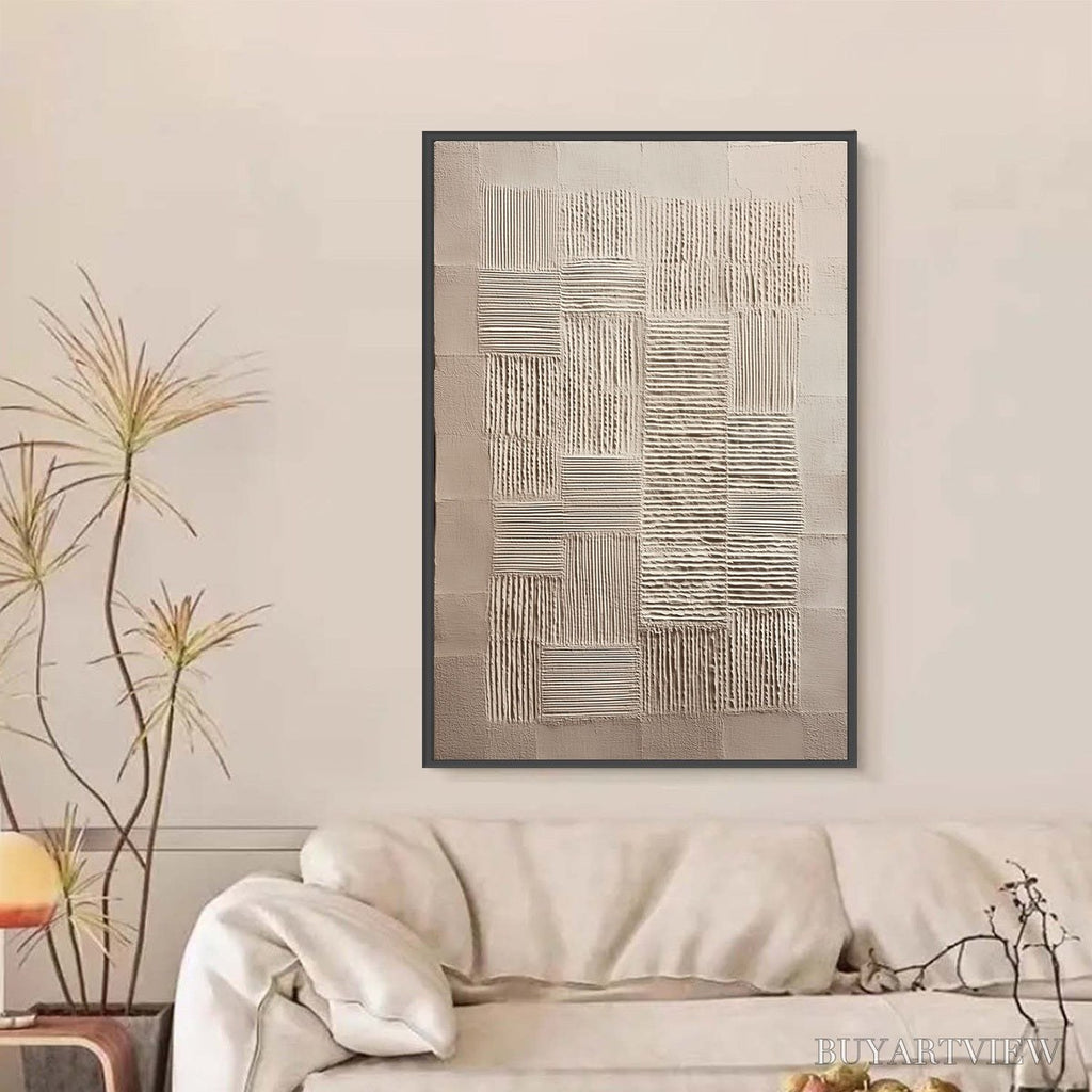 ARTOVITAS Urban Grid – Textured Beige Minimalist Abstract Wabi Sabi - image 6