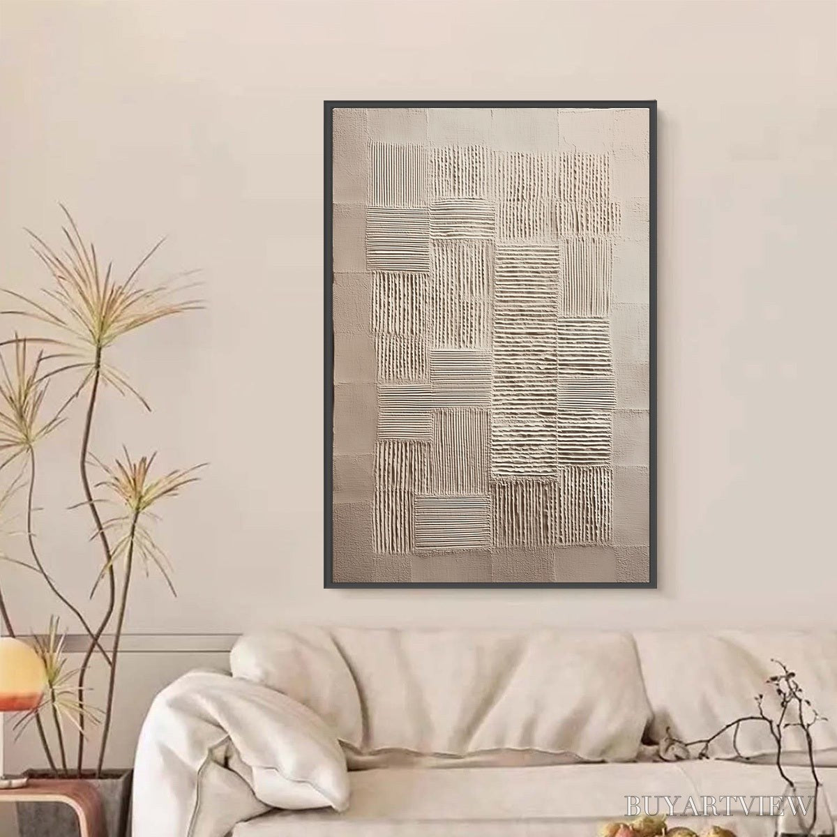 ARTOVITAS Urban Grid – Textured Beige Minimalist Abstract Wabi Sabi - image 6