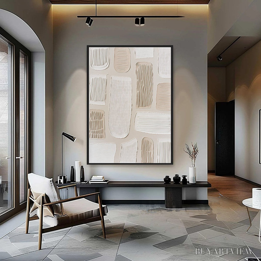ARTOVITAS Terraforms – Textured Wabi Sabi Abstract Painting in Neutral Tones - image 2