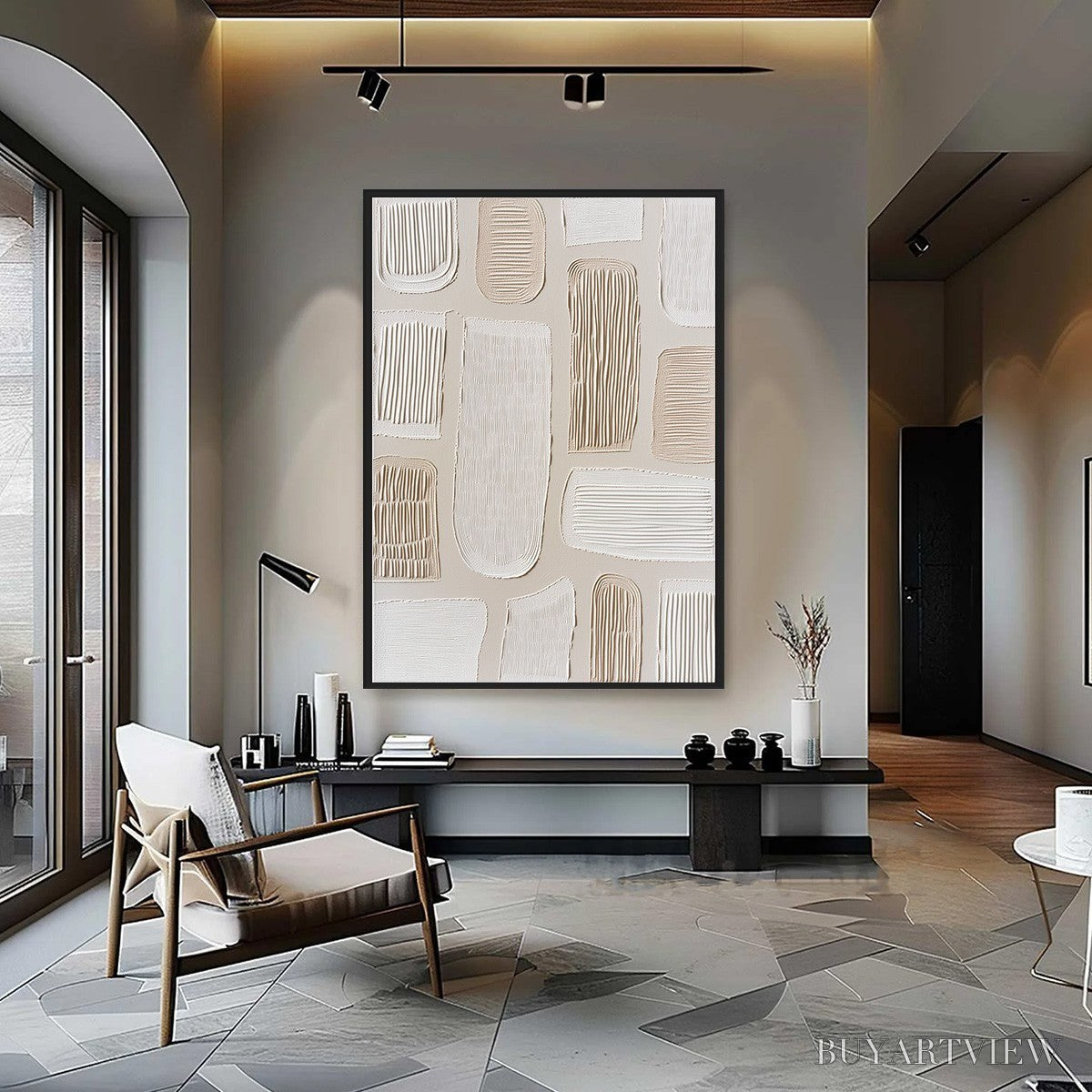ARTOVITAS Terraforms – Textured Wabi Sabi Abstract Painting in Neutral Tones - image 2