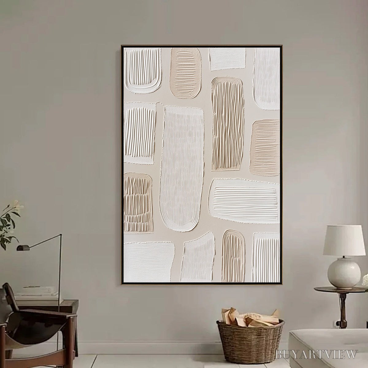 ARTOVITAS Terraforms – Textured Wabi Sabi Abstract Painting in Neutral Tones - image 6
